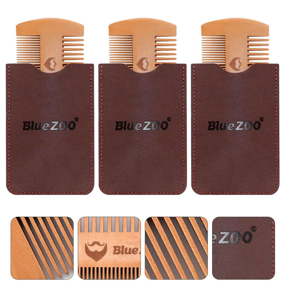

3Pcs Portable Beard Combs Hair Caring Combs Hairstyling Combs Double-side Combs