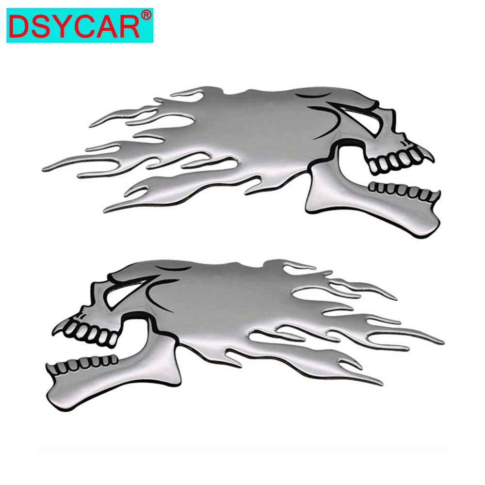 

DSYCAR 1Pair 3D Motorcycle Ghost Skull Head helmet Tank Pad Motorbike Car truck Fairing Decals decoration Stickers