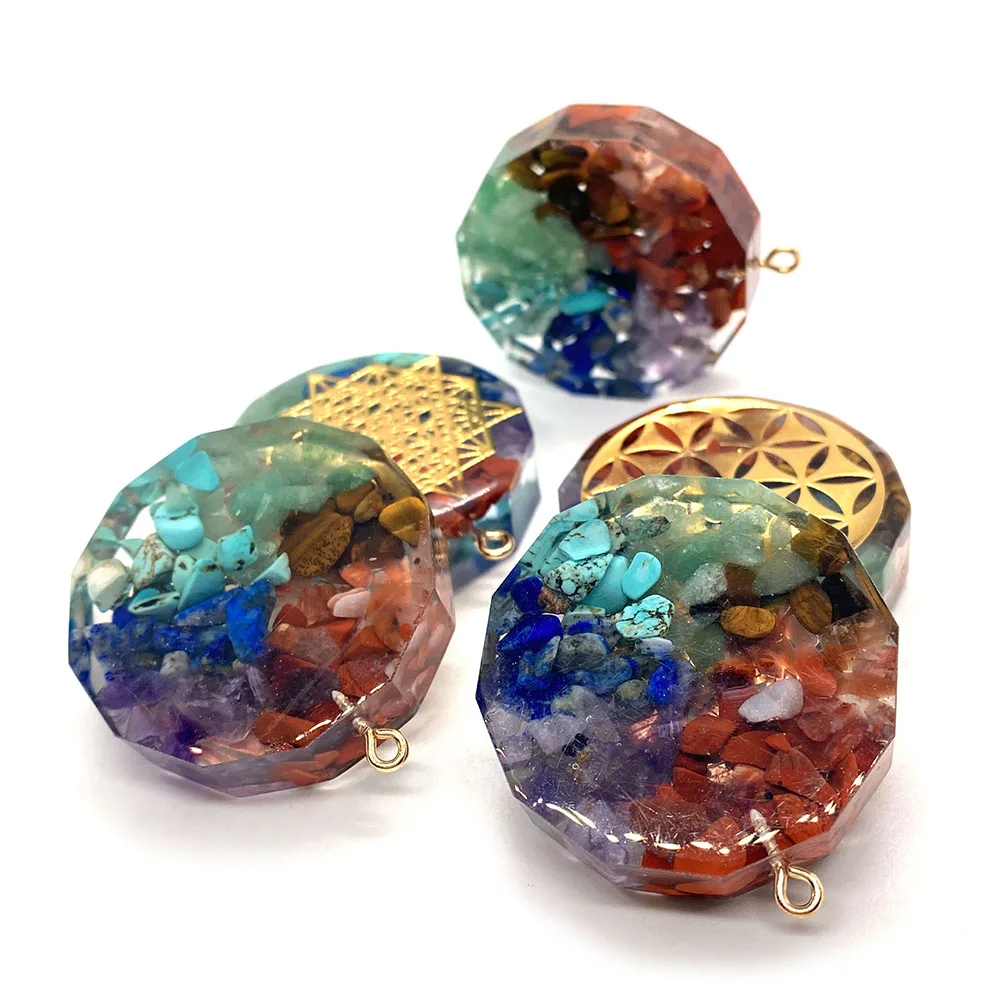 Семь Чакра Натуральный камень кулон Изысканные ювелирные изделия Сакральная