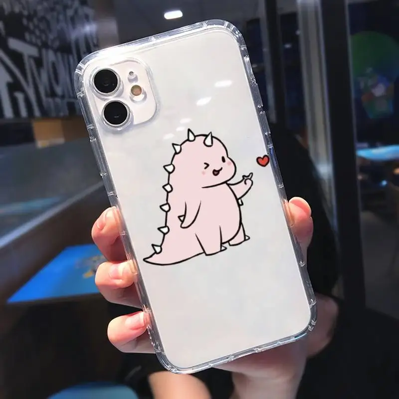 

Cute Cartoon Animal Dinosaur Phone Case Transparent for iPhone 11 12 mini pro XS MAX 8 7 6 6S Plus X 5S SE 2020 XR
