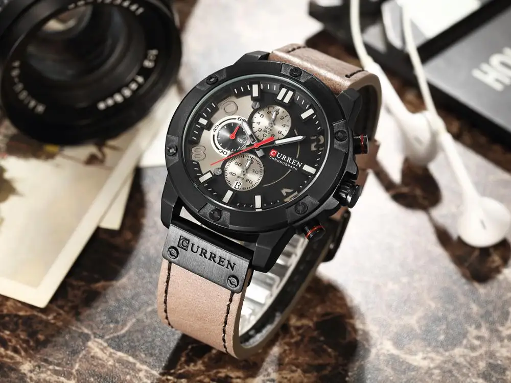 

CURREN Relgios Masculino Leather Strap 2019 Design Men Military Watch Quartz Sport Watches Waterproof Unique Hardlex Clock