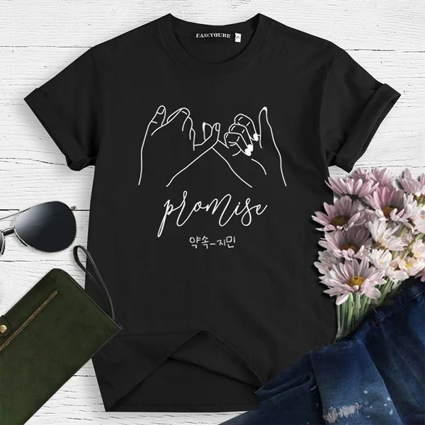 

Kpop Jimin Promise T-Shirt Summer Casual Short Sleeve Printed Promise T Shirt Tops