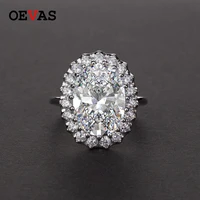 oevas 10 carat oval high carbon diamond fashion wedding ring luxury s925 sterling silver sparkling cz flower party jewelry gift