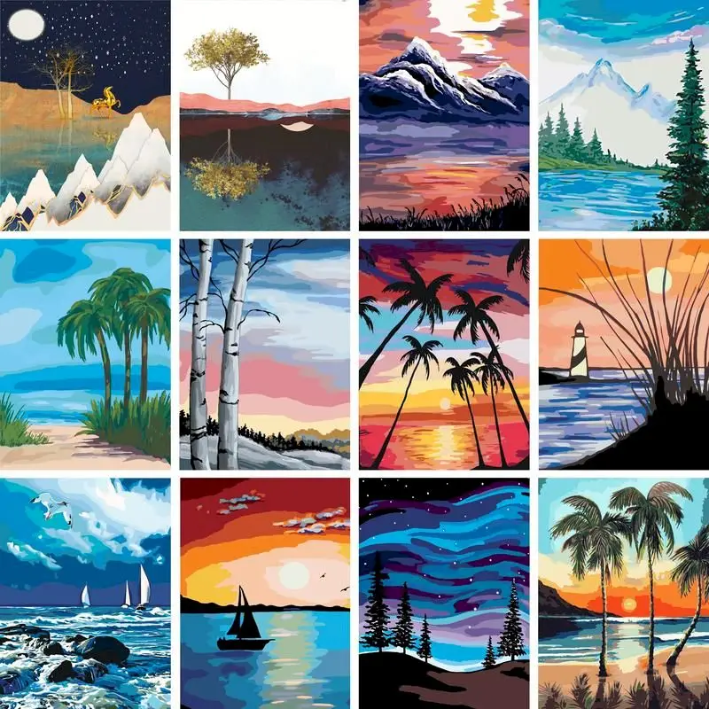 

GATYZTORY DIY Painting By Numbers Cartoon Landscape HandPainted Oil Painting Drawing On Canvas Kill Time Unique Gift Home Decora