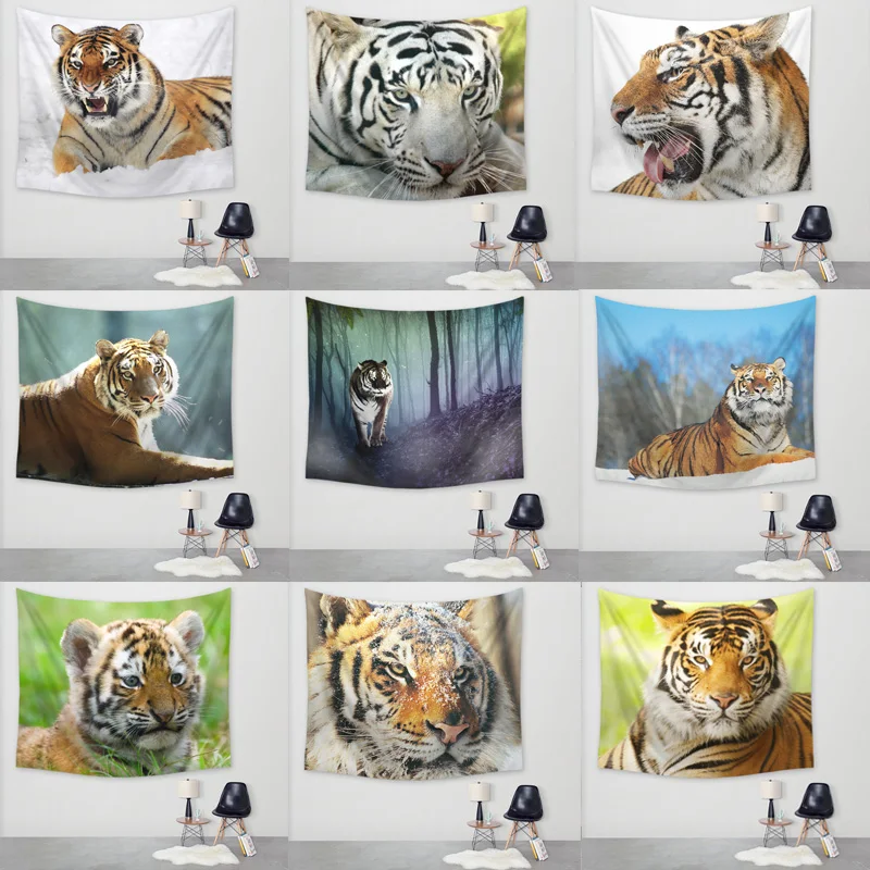 

Psychedelic Tiger Tapestry Girl Tigers Tapestry Forest Style Tapestry Home Wall Bedroom Decoration Print Blanket