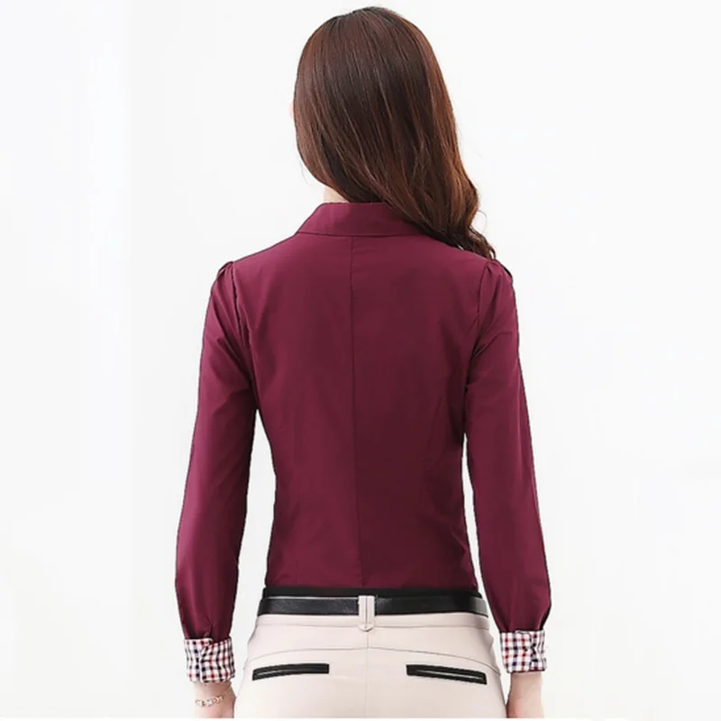 Женская офисная блузка YSDNCHI повседневная однотонная с длинным рукавом и отложным