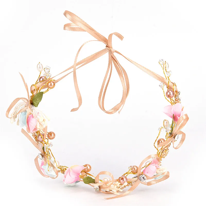1 шт. украшения для волос свадебный бант цветочный венок ручной работы повязка на