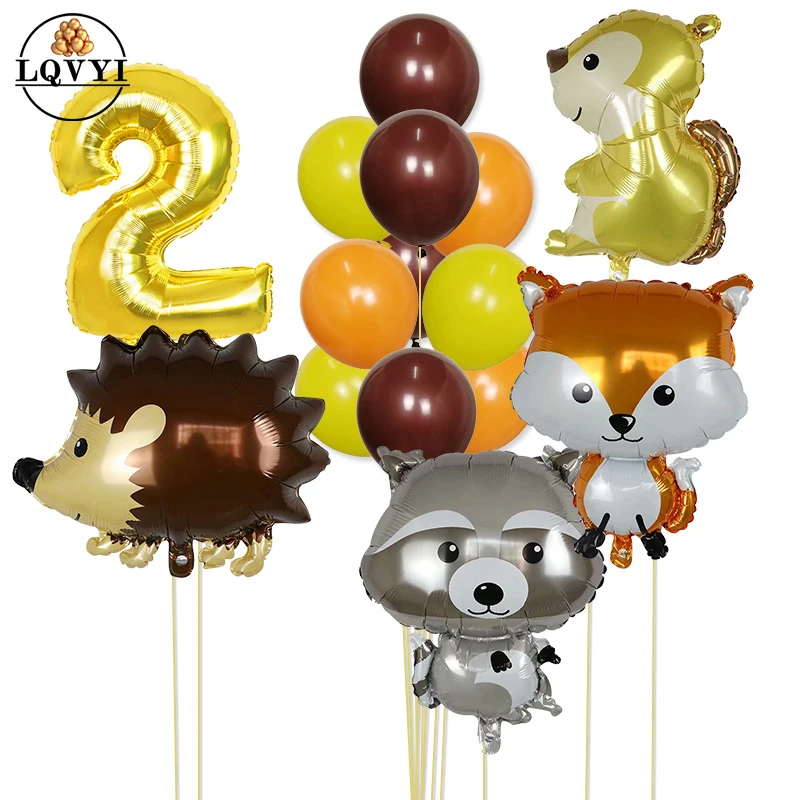 15 шт. воздушные шарики в виде животных лиса енот белка Ежик фольга Гелиевый шар