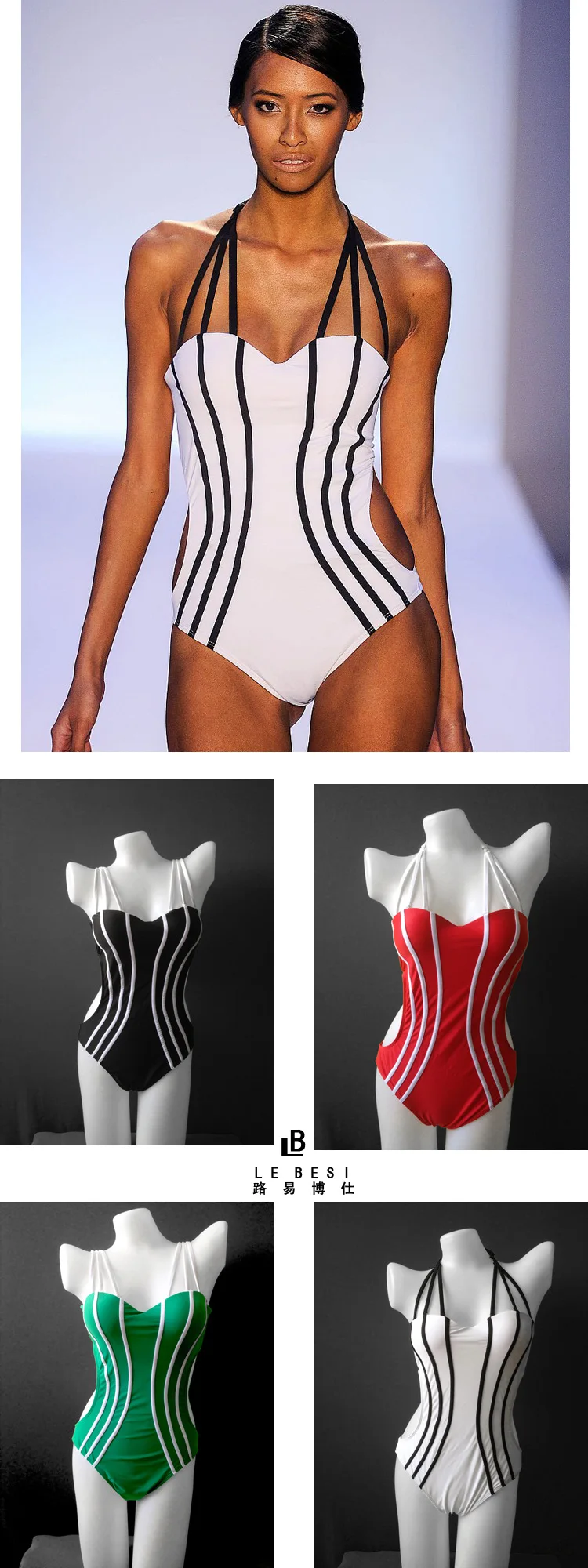 

White Swimsuit New Sexy One-piece Plus Size Woman Swimsuit Black Striped String Swimming Suit Women Bathing Suit Green Swimwear