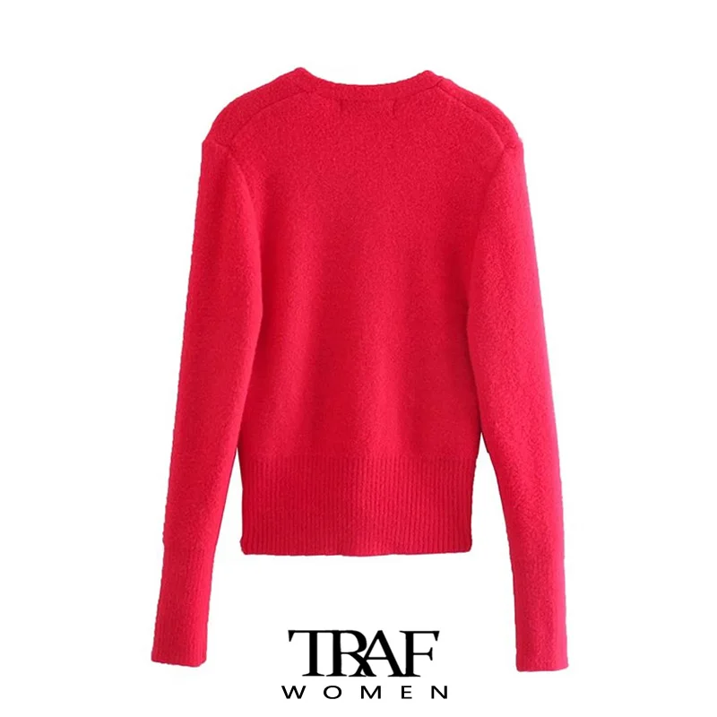 Женский вязаный кардиган с пуговицами V-образным вырезом и длинным рукавом |