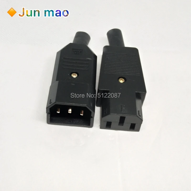 

IEC Direct Plug Connector Male/Female 10A 250V Black Master Plug and Public Plug Removable Wire Power Connector 3pin AC Socket