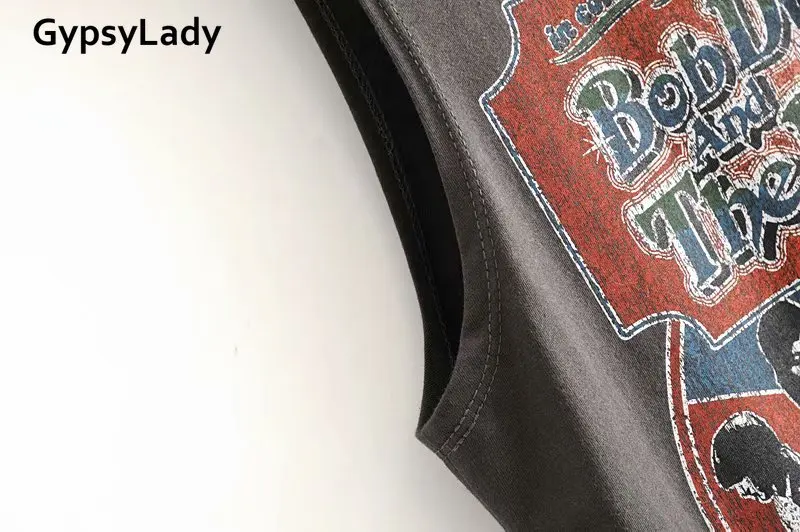 Gypsylady черная футболка с графическим рисунком женская летняя без рукавов 2020