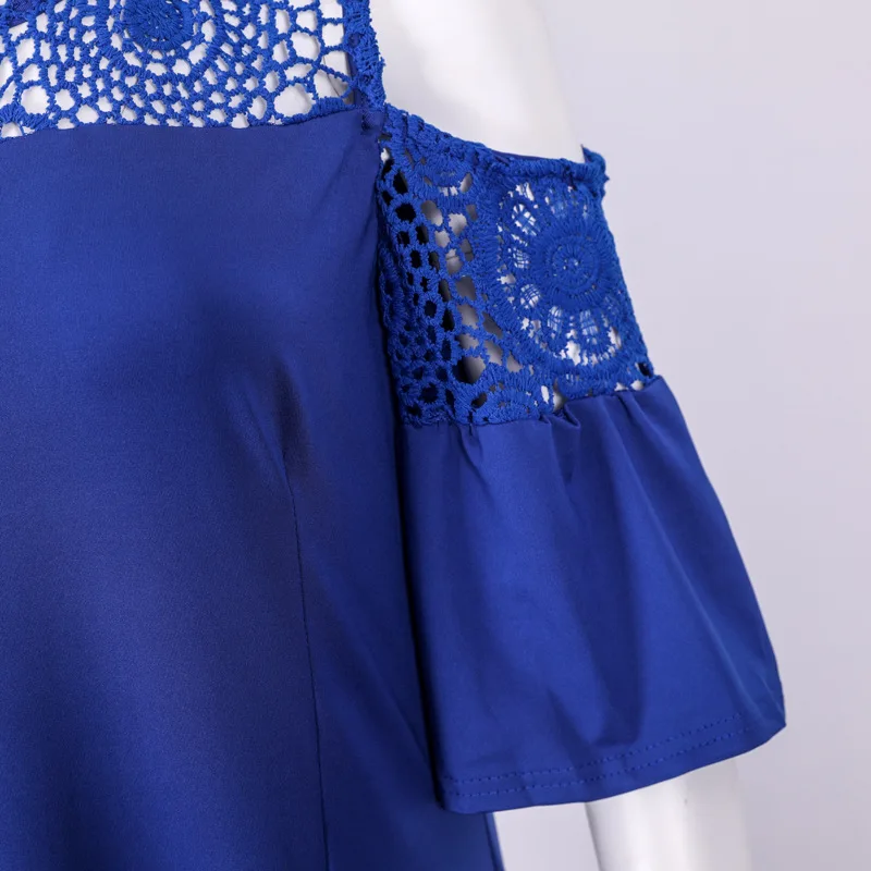 

Flare Short Sleeve Summer Dress Women 2021 Lace Long Party vestidos de mujer Casual Sexy Off Shoulder Plus Size Women Clothing