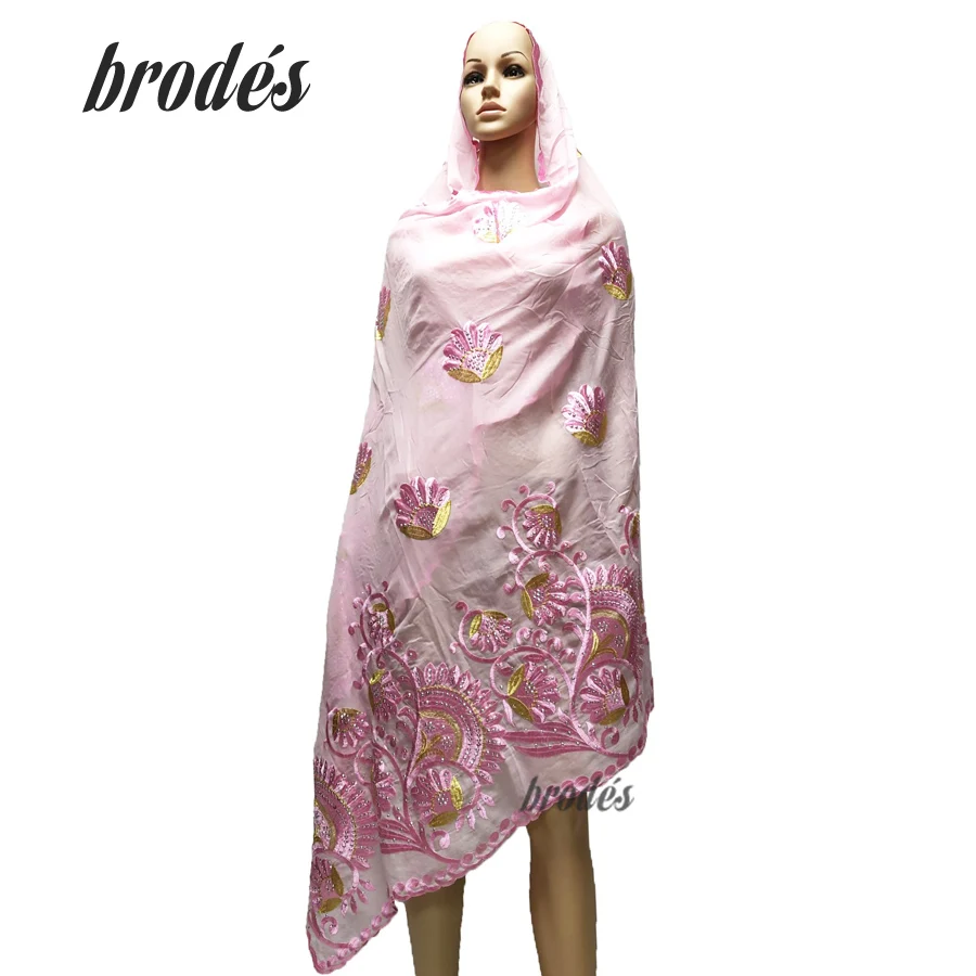 Шарф с Африканской вышивкой Новый мусульманский женский хлопковый шарф красивый