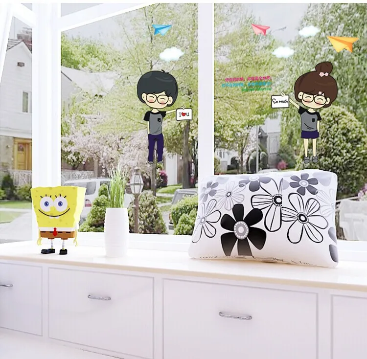 

Small Couple Wall Stickers Fashion Creative Bedroom Cupboard Room Wall Decoration PVC Posters Decals