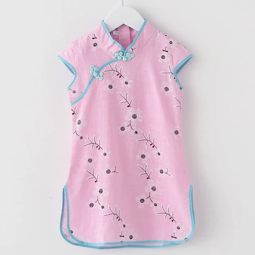 Платье принцессы для девочек женское платье облегающее Хлопковое платье-Ципао с