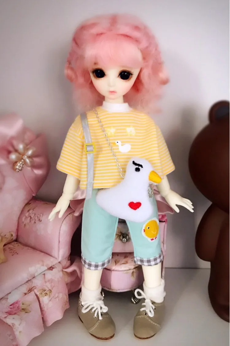 1/6 BJD Одежда Аксессуары Брюки+ сумка+ футболка набор кукольные наряды для BJD/SD yosd, не включены кукла, обувь, парик и другие E2582