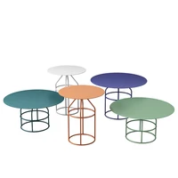 Color Series Small Round  Coffee Table Simple Nordic Iron Side Table