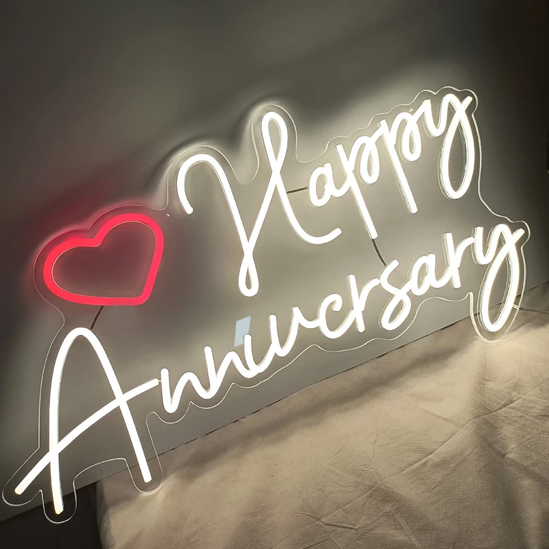 Индивидуальные неоновые вывески для комнаты на годовщину 75x39 см
