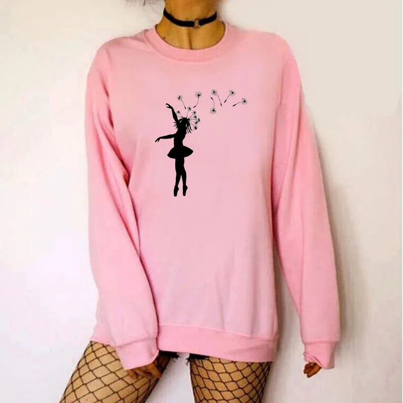 

Women Hoodie Dancer Girl Printed Hoodies Women Fleece Long Sleeve O Neck Loose Sweatshirt Girls Pullovers Winter