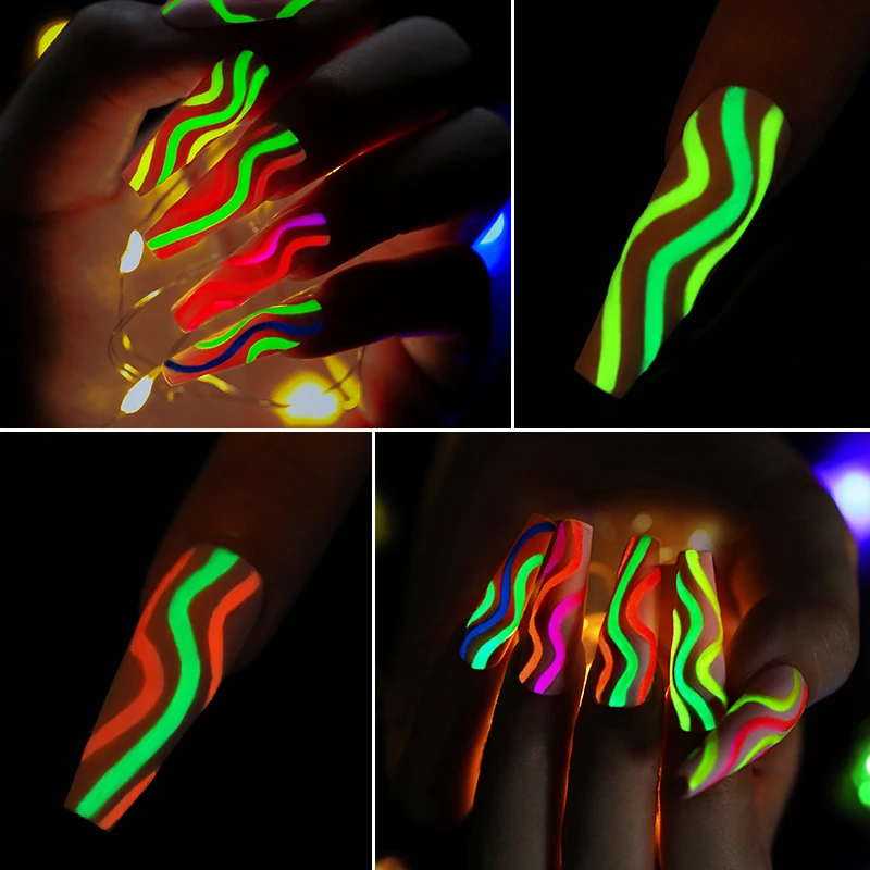 LILYCUTE 5ml Luminous Line Gel Nail Polish Glow In Dark Fluorescent Neon UV LED Semi Permanent Soak Off DIY Painting Varnish | Красота и