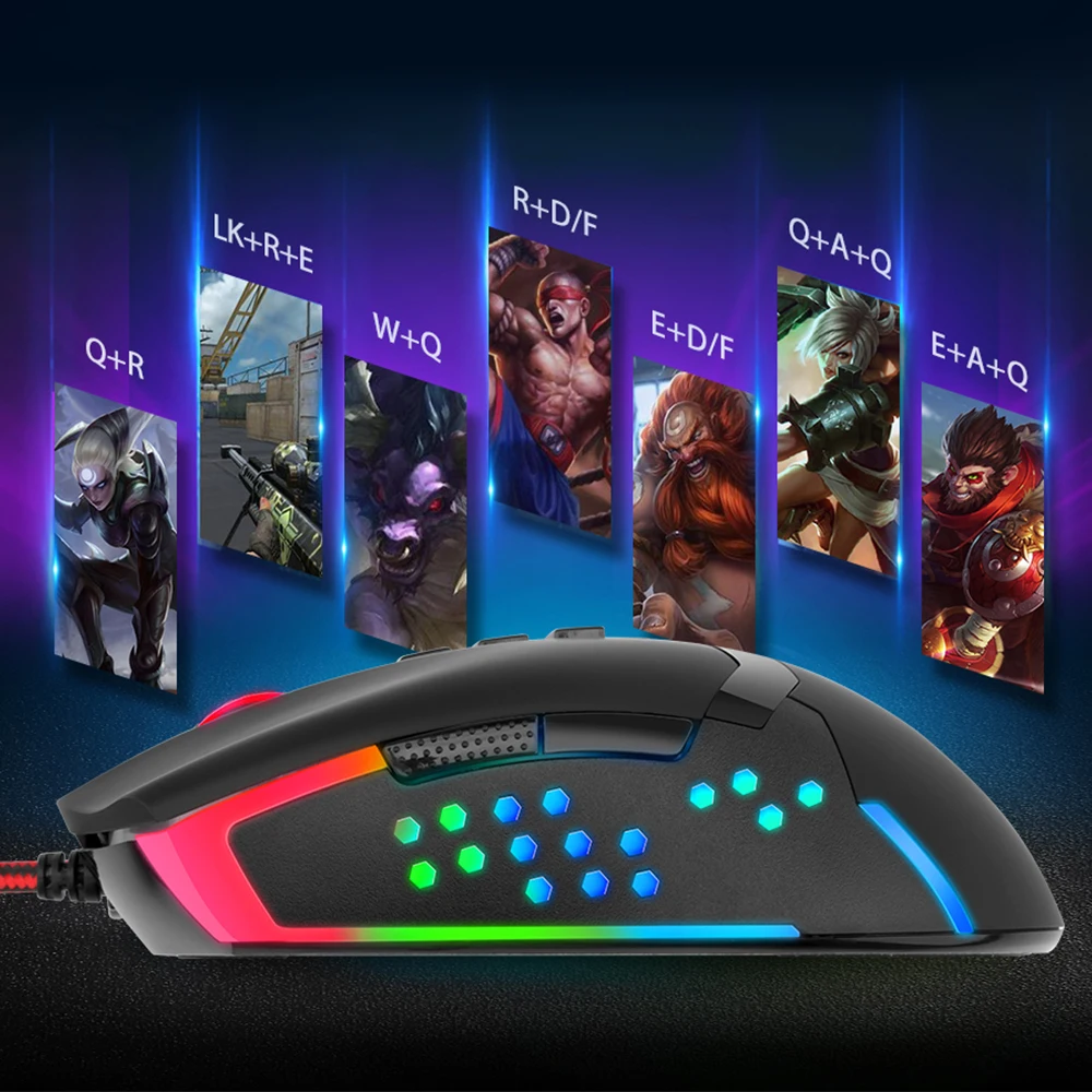 Игровая мышь Redragon M712 RGB USB проводная 10000DPI 9 Кнопок эргономичная для настольного