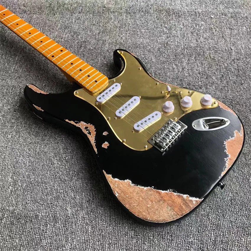 

Black color relic six strings super t electric guitar