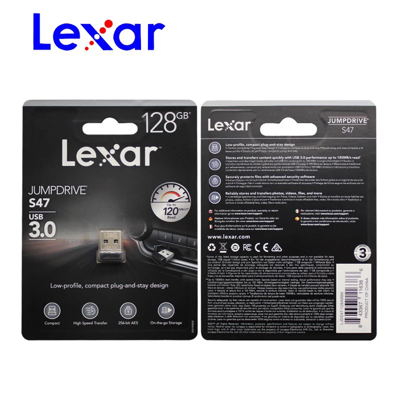 

Lexar S47 U disk High-speed mini USB Flash Drive 128GB 64GB 32GB encryption USB 3.1 USB3.0 Pen Drive for Laptop PC Smartphone
