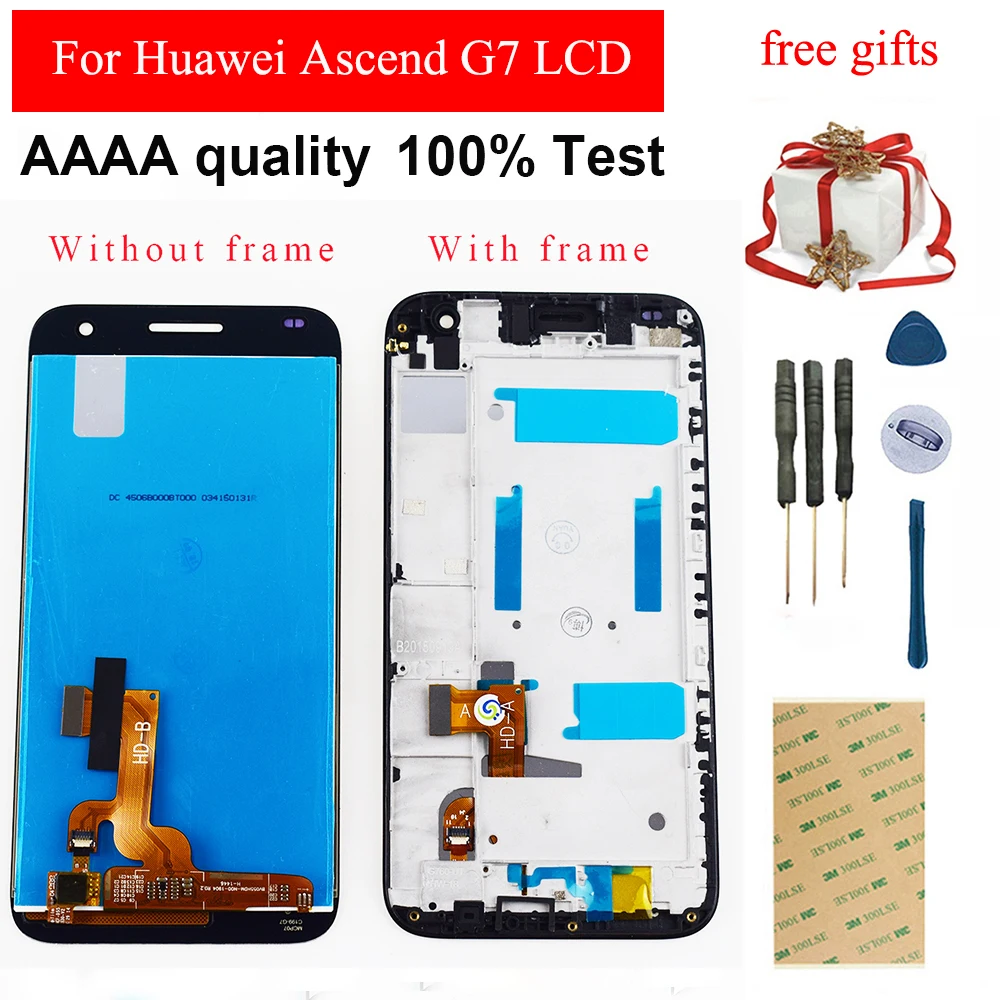 Для huawei Ascend G7 ЖК дисплей сенсорный экран дигитайзер сенсор сборка Рамка для L01