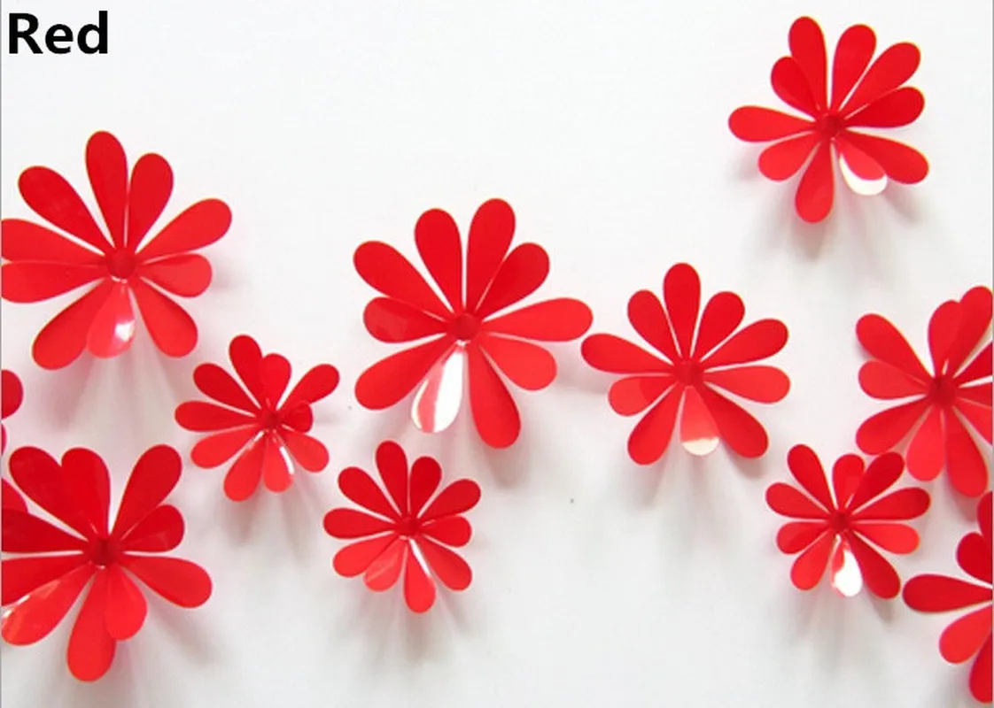 3D PVC Flower Wall Stickers Home Decor Decals for Kids Room TV Kitchen Sticker | Дом и сад