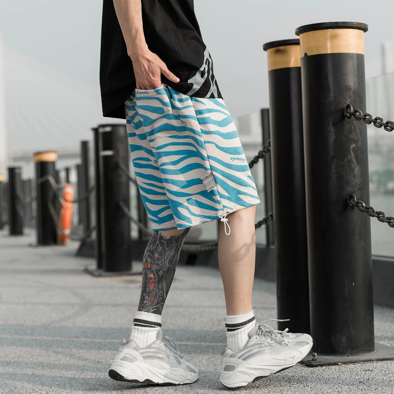 

UNCLEDONJM Leopard sweat shorts designer shorts men Hip Hop cotton shorts mens street wear fashion shorts for men UE053