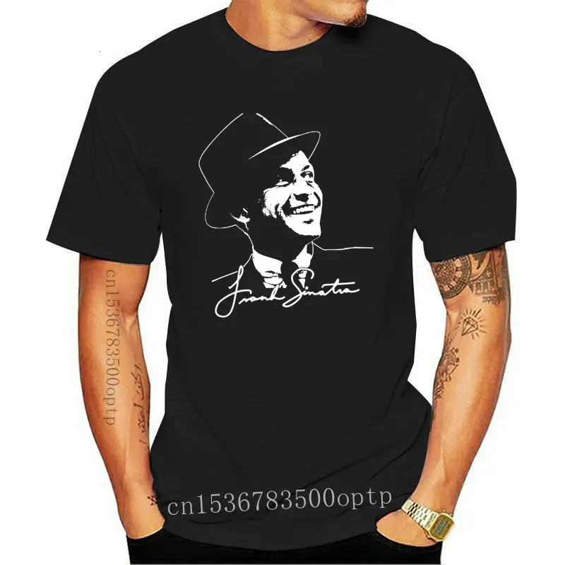 

New Frank Sinatra American Singer Portrait Black T-Shirt S-3Xl Custom Screen Printed Tee Shirt