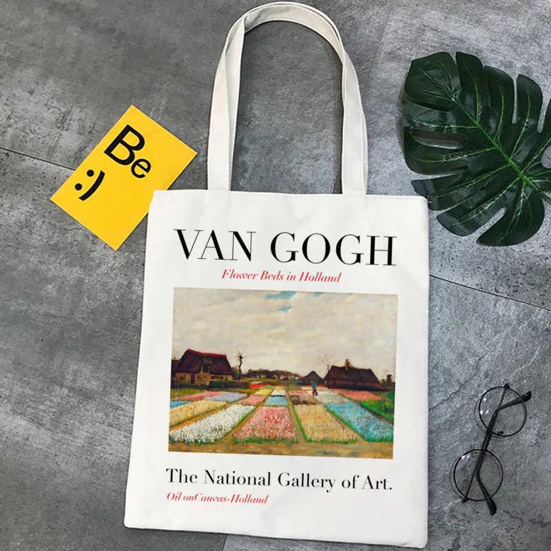 

Van Gogh shopping bag eco tote grocery handbag canvas shopper bag sacola woven foldable string sacolas
