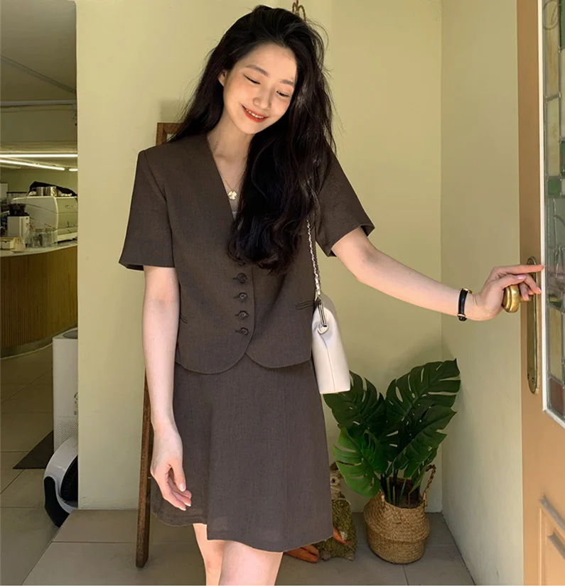 

New Girls Spring Women Suits Long Sleeves Tops High Waist Plaid A Line Skirts Womens Two Piece Suits Sell Separately Oversize