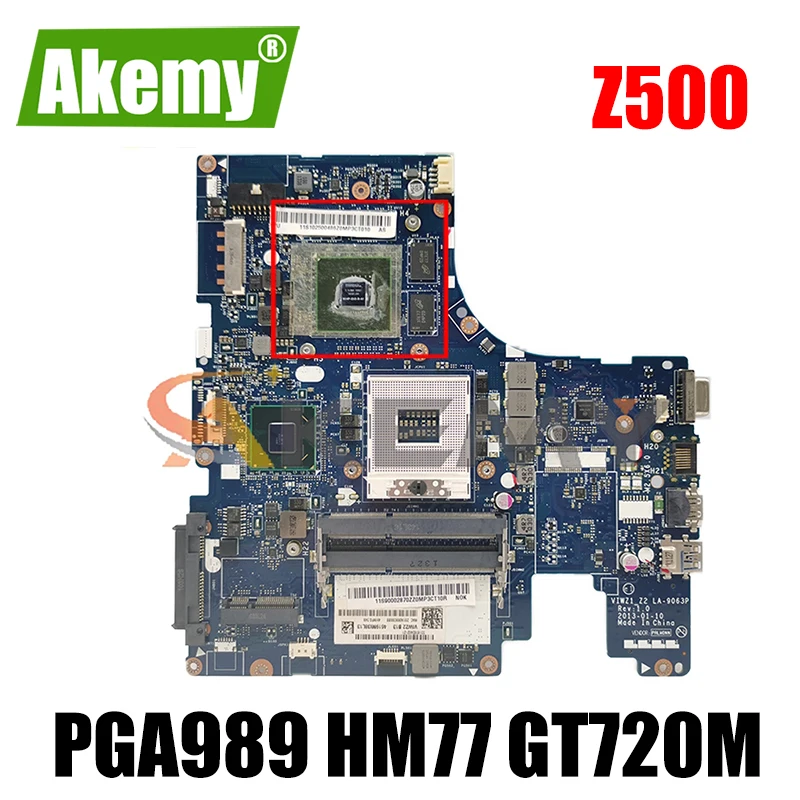 

Akemy для Lenovo Z500 Материнская плата ноутбука VIWZ1 Z2 LA-9063P PGA989 HM77 GPU GT720M DDR3 100% тесты работы