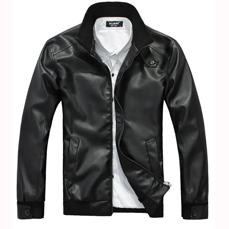 2019 autumn and winter new men's leather jacket stand collar zipper pu men motorcycle | Мужская одежда