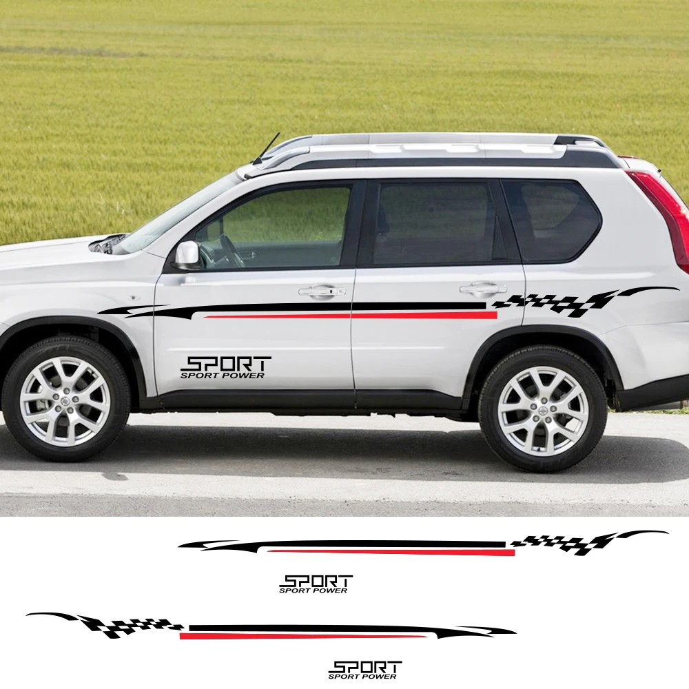 

2021 4PCS Car Long Side Waist Tuning Stickers For SUV Qashqai Prado Sportage Range Rover Tucson BMW Duster CX-5 SUV Accessories