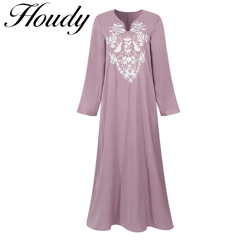 

2022 New Ladies Pure Color Fashion Embroidery A-Neck Long Folds Loose Waist Wild Plus Size Sweet Long-Sleeved Girl Dress
