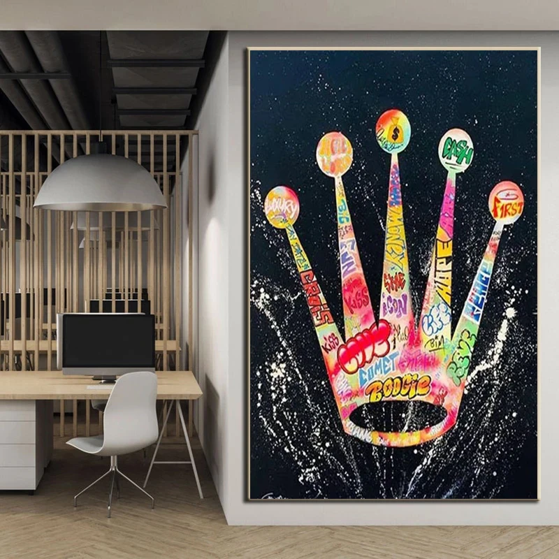 

Modern Street Graffiti Pop Art Queen Crown Poster Painting Canvas Print Wall Picture For Living Room Home Decoration Frameless