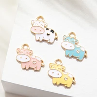 10pcs enamel silver plated cows charm pendant for jewerly diy making bracelet women necklace earrings accessories findings craft