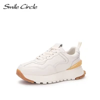 smile circle chunky platform sneakers women flat shoes fashion lace up comfortable thick bottom casual shoes for women