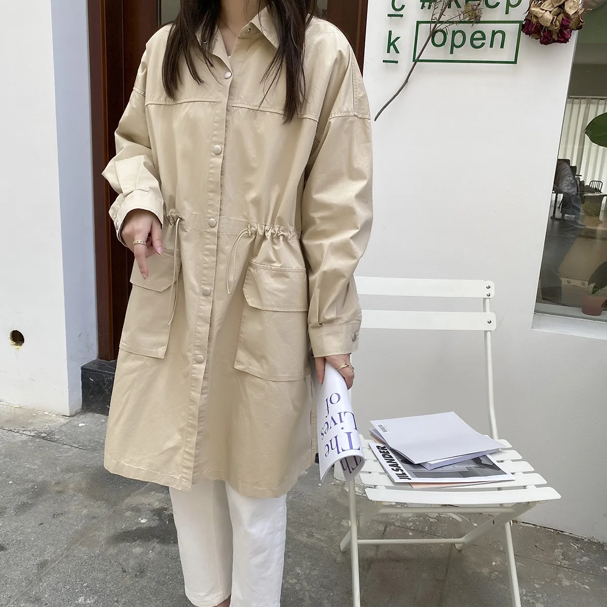 Женский легкий Хлопковый тренч сафари на завязках|Женские плащи и тренчи| |