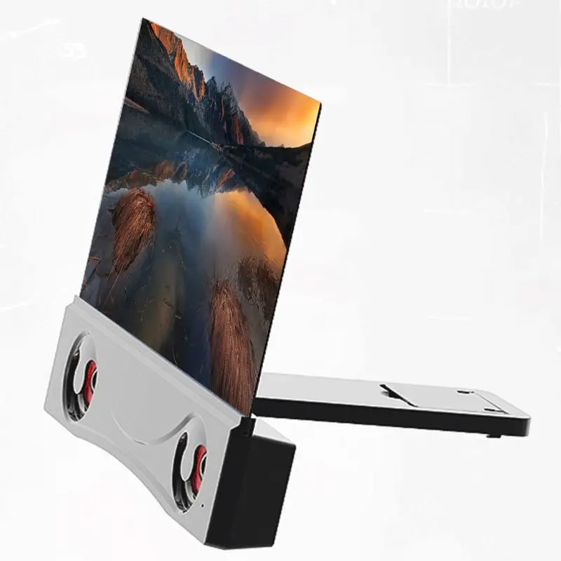 

12 inch Mobile Phone 3D Screen Video Magnifier Folding Curved -HD Movie Amplifying Projector Stand Bracket with Speaker