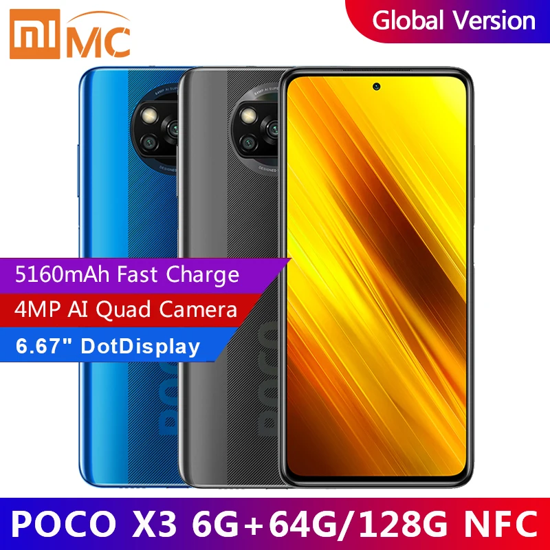 Глобальная версия смартфона Xiaomi POCO X3 NFC 6 ГБ ОЗУ 64/128 Гб ПЗУ Snapdragon 732G 64