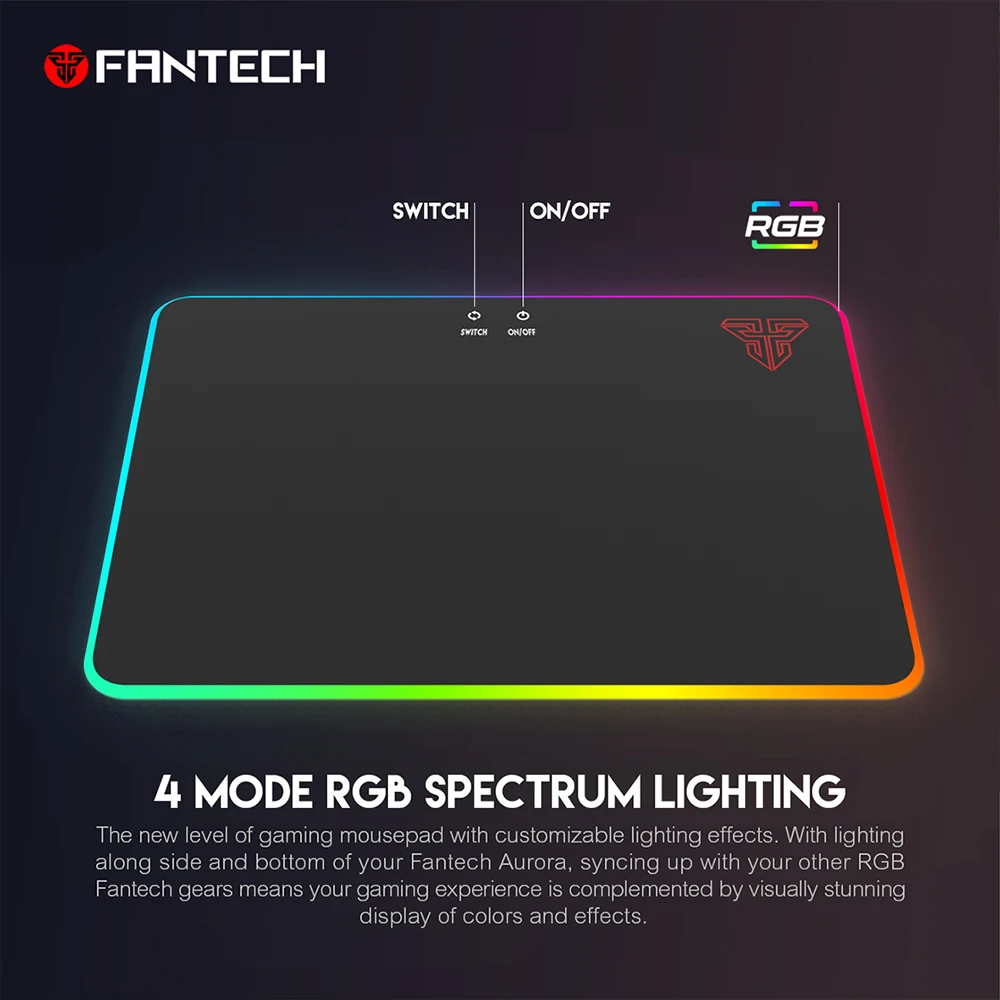 FANTECH MPR350 акриловый игровой коврик для мыши RGB Противоскользящий натуральный каучук и гладкая поверхность Большой Коврик Для Мыши для ПК ноутбук для геймеров