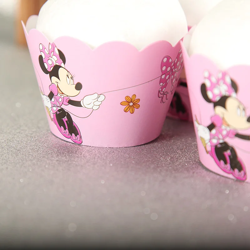 24 шт./лот топперы для торта на день рождения розовая чашка с Минни Маус вечерние