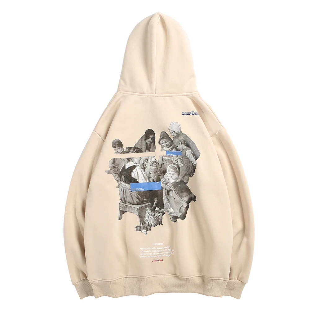 Retro Angel худи Gothic толстовка женская ип хоп Hoodies мужская Satan сатана бежевое Fashion