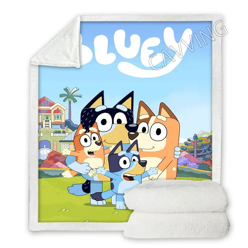 Bluey 3D Printed Sherpa Blanket Rectangle Home Textiles Fleece Wearable Throw Blankets | Дом и сад