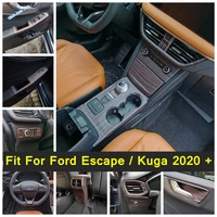 gear shift box window rise lift down control air condition panel cover trims wood grain for ford escape kuga 2020 2022