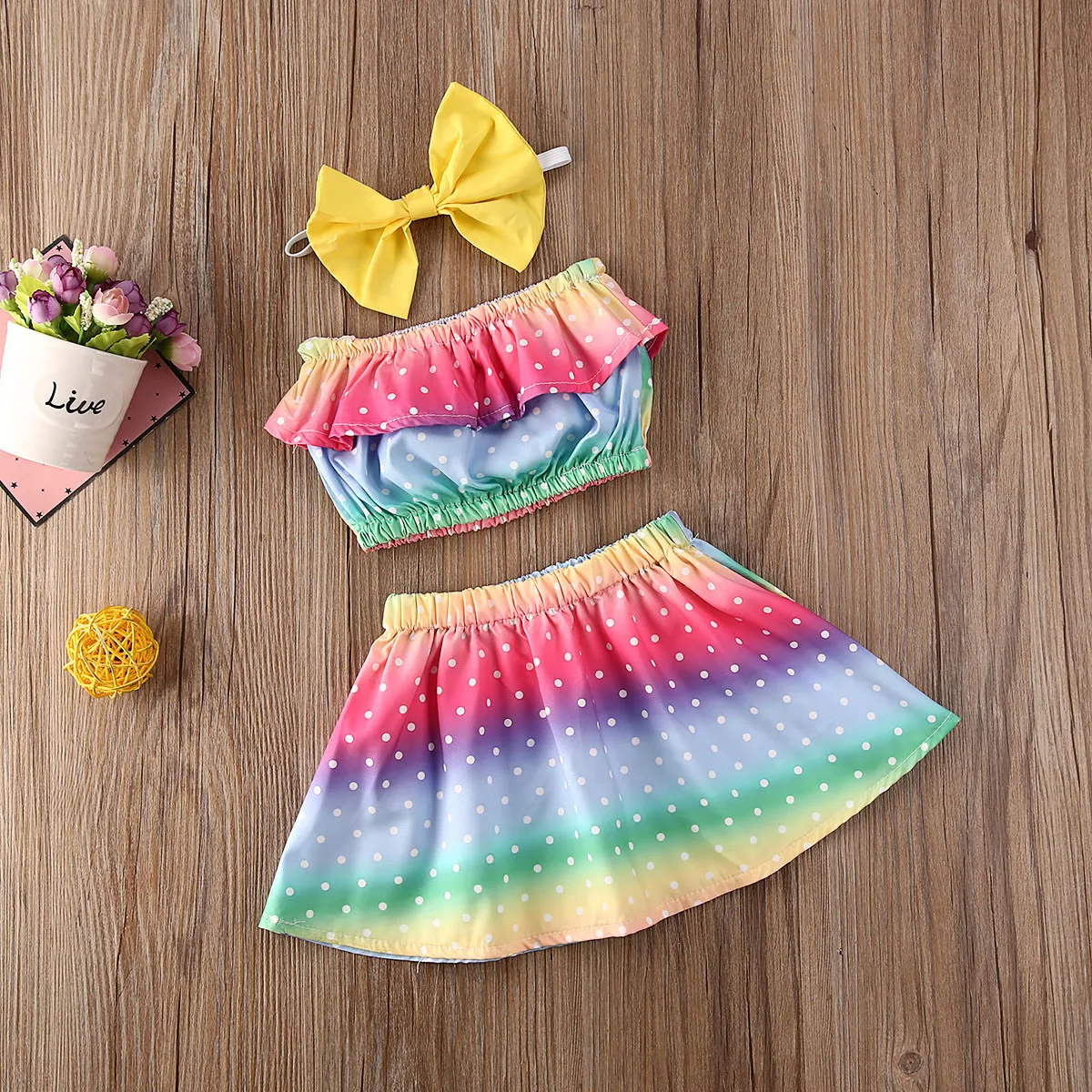 Летняя одежда для малышей Одежда из 3 предметов маленьких девочек с рисунком